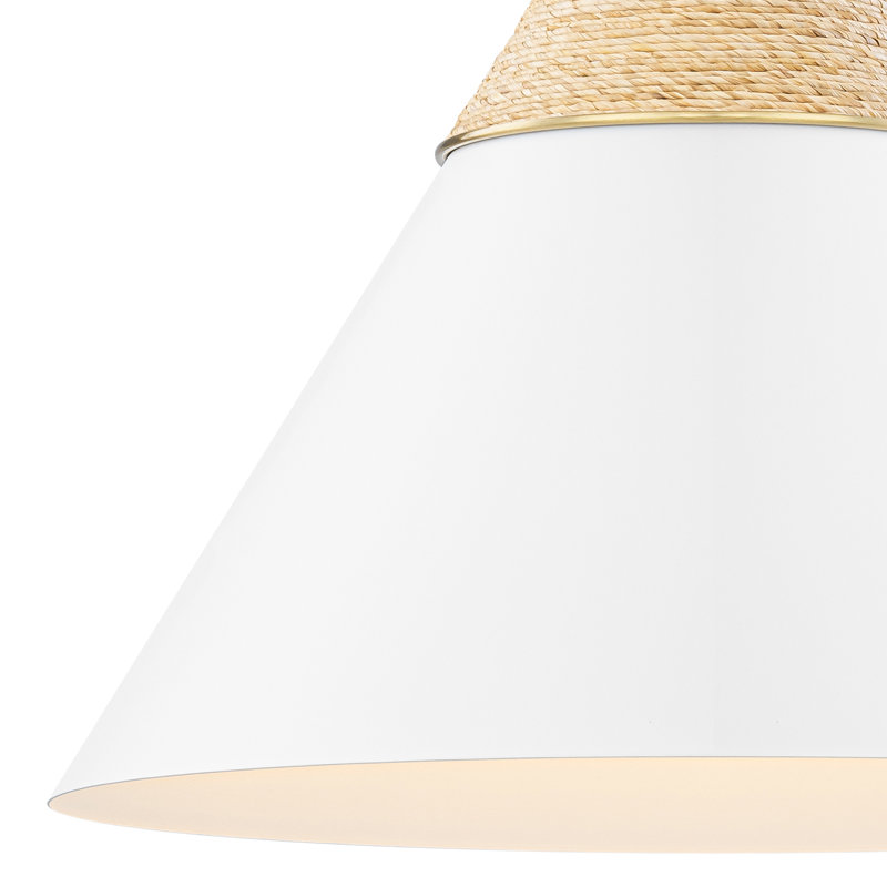 Luminaire suspendu moderne pour îlot de cuisine doré - abat-jour conique 18,7 po avec corde de jute tissée à la main, hauteur réglable, certifié ETL et UL