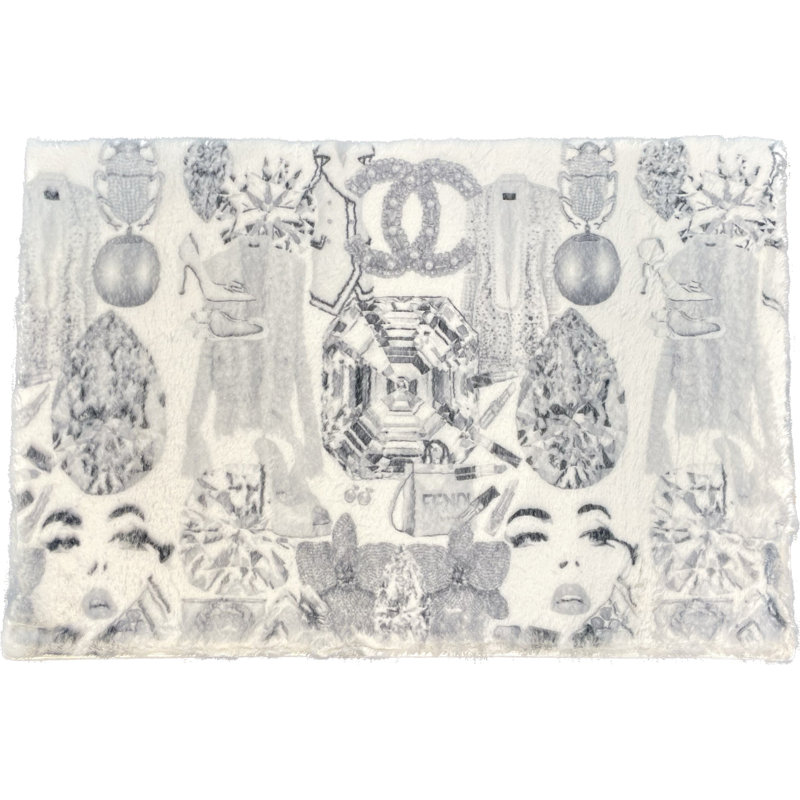Bougie Women Nuevo Faux Fur Cloud Rectangle Washable Rug, Black White, Runner 2' x 8'