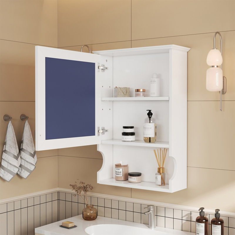 Armoire de rangement de salle de bain murale 20 "avec miroir, Blanc
