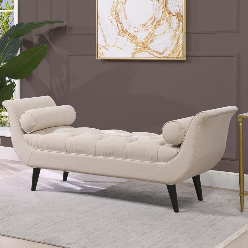 Lucien Upholstered Bench, Sky Neutral Beige, Black