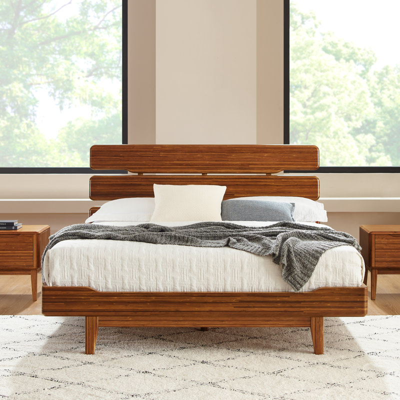 Lacey Solid Wood Slat Bed, King, Brown