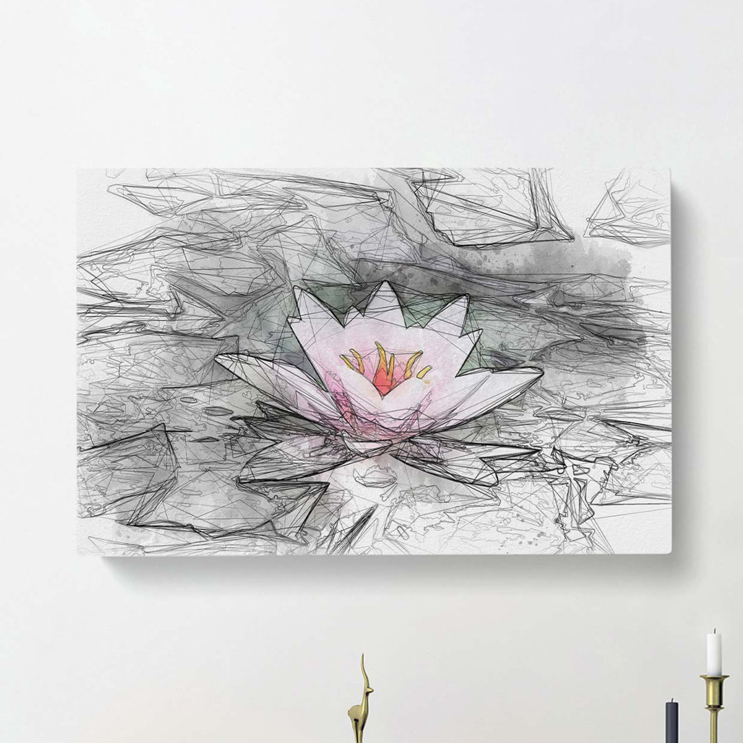 A Pale Pink Water Lily In Abstract - Wrapped Canvas