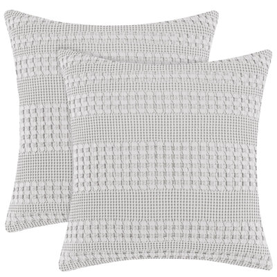 PHF Waffle Weave Pillow Covers , 2 Pack 100% Cotton Square Pillow Shell for Bedding Decor, No Insert