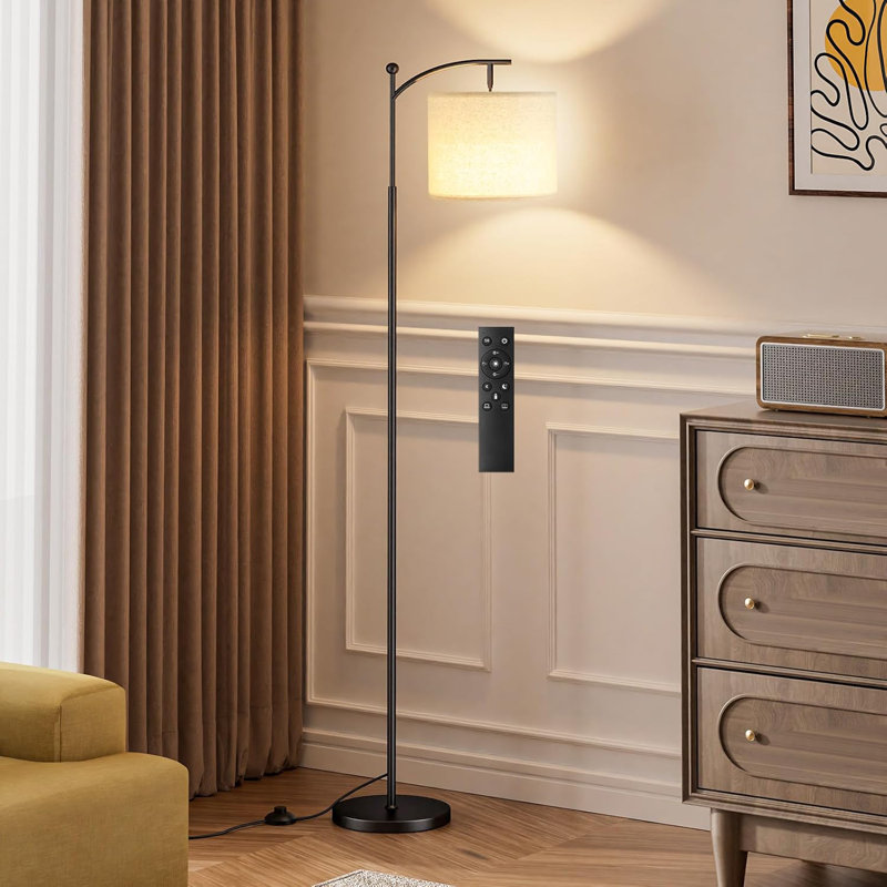 60" Adjustable Floor Lamp With Remote Control, Customizable Brightness & Color Temperature, Rotating Lampshade, Magnetic Remote & Timer Function