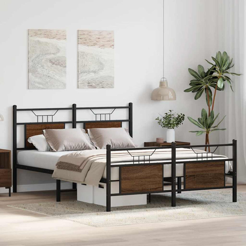 Bed Frame Without Mattress Engineered Wood, Kingsize (5'), Brown Oak