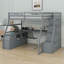 Lit mezzanine avec 7 tiroirs, 2 tablettes et un bureau-2061145981
