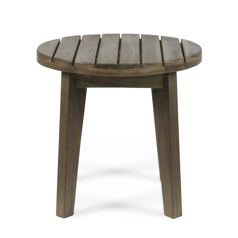 Outdoor 16" Acacia Wood Side Table, Gray