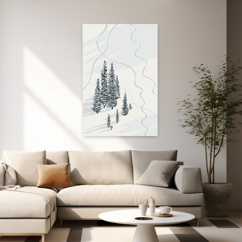 Art contemporain contemporain serein abstrait paysage d'hiver, H 60 po x l 40 po