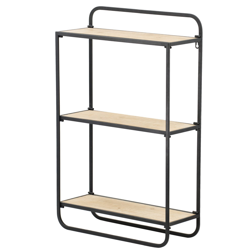 3 Wall Shelf, 20X8x32", Rustic Wood Shelves With Black Metal, Functional Storage For Books And Display, 22Lb Capacity Per Shelf 20X8x32" Mounted Natural Fashionable & Practical Displays, 22Lbs
