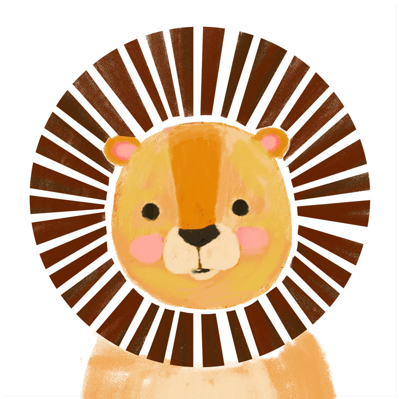 Lil Lion Face - Wrapped Canvas Painting, 30cm H x 30cm W