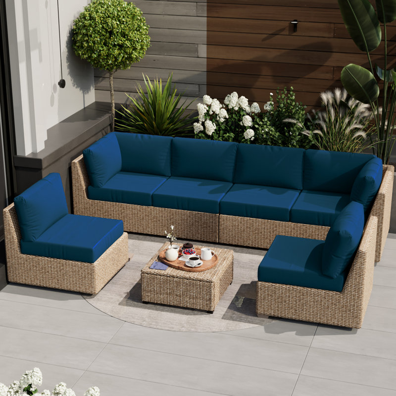 Ensemble de 14 coussins de remplacement de 14 pièces pour l'extérieur pour mobilier de patio (ensemble de 6 coussins, 6 dossiers, 2 coussins Coner SEULEMENT LES COUSSINS NON INCLUS)