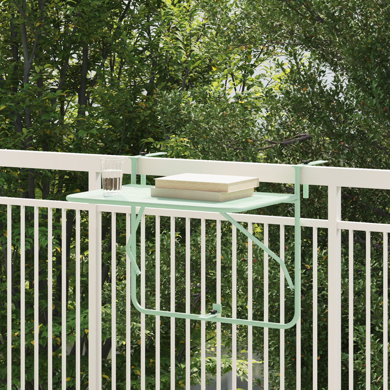 Balcony Table Metal Medium Collapsible Patio Table, Teal