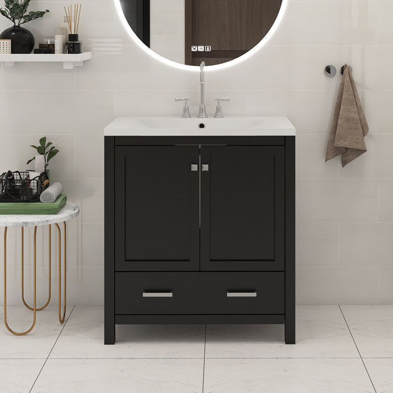Ensemble de meuble-lavabo simple 30 po Caleiah, Argent argent