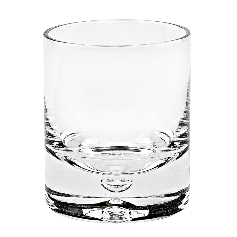 Handcrafted Clear Crystal Whiskey Glass Set with Bubble Base