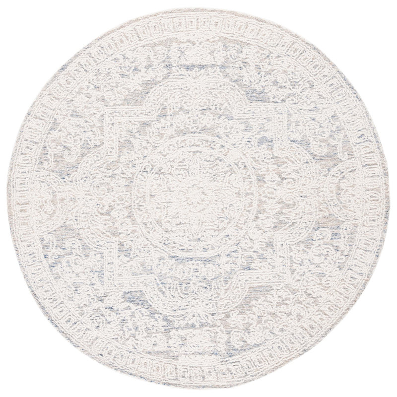 Bergeronnes Abstract Hand Tufted Wool Oriental Rug, Round 6'