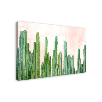 « field of cactus on rose », reproduction de peinture à l’aquarelle sur toile