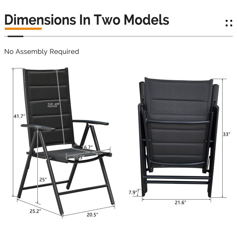 Metal Patio Folding Chair Folding Chair Set, Black