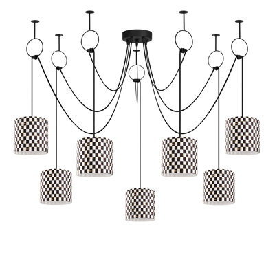 Luminaire suspendu cylindrique à 7 lumières Shayaan