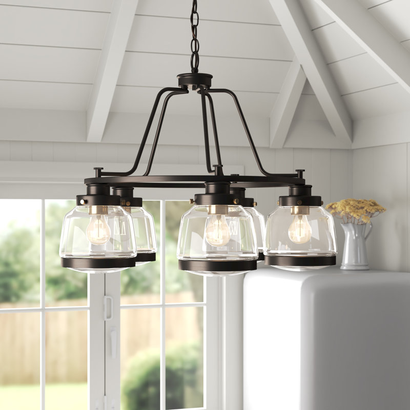 Lupe 5 - Light Dimmable Wagon Wheel Chandelier, Antique Bronze