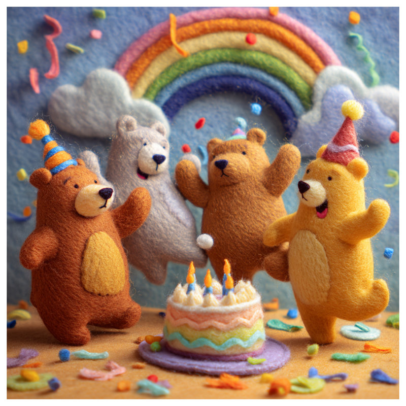 Toile tendue sur toile Felt Bear, 12 x 12 pouces