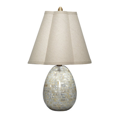 Capsule Mother of Pearl Table Lamp with Linen Shade