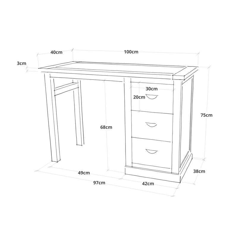 Mirabelle Dressing Table with Mirror, Off White
