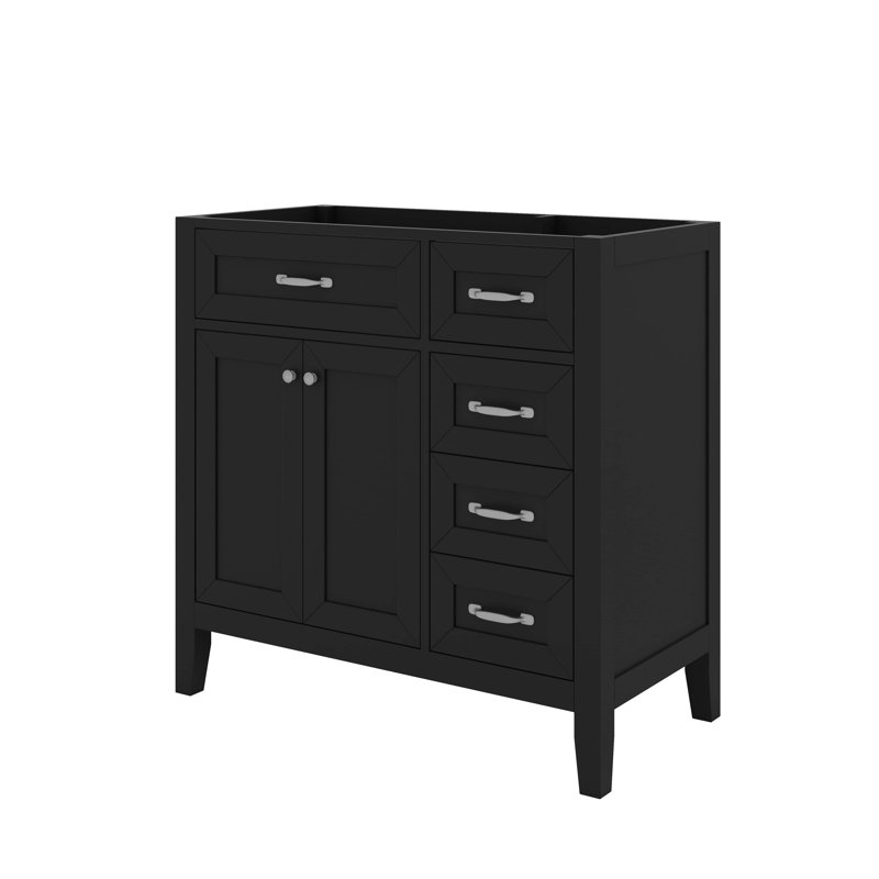 Meuble-lavabo simple 36 po avec tiroirs pratiques, Noir