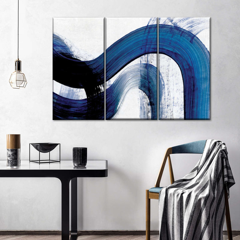 «Blue Abstract Curves», reproduction sur toile, H 48 po x l 74 po x P 1,25 po