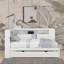 Lit de jour simple en bois avec tablettes, USB et lit gigogne-281741223