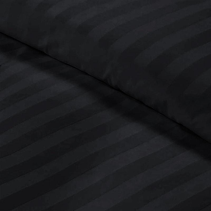 Striped Microfiber Duvet Cover Set, 4-Piece With Fitted Sheet & Pillowcases , Black Striped