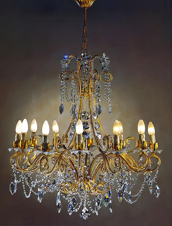 12 - Light Candle Style Classic / Traditional Chandelier, Swarovski