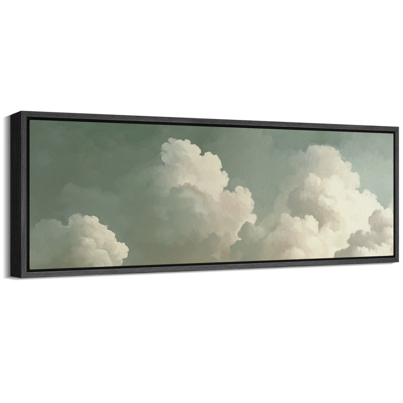 Relaxing Calm Green Clouds - Oversized Framed Wall Decorations Canvas Print, Black, 20" H x 60" W