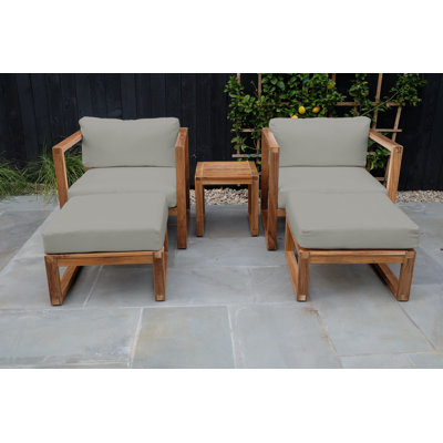 Ensemble de conversation en teck avec coussins Sunbrella