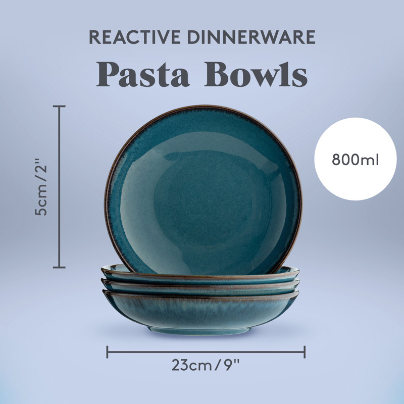 Reactive Dinnerware Pasta Bowls, Blue
