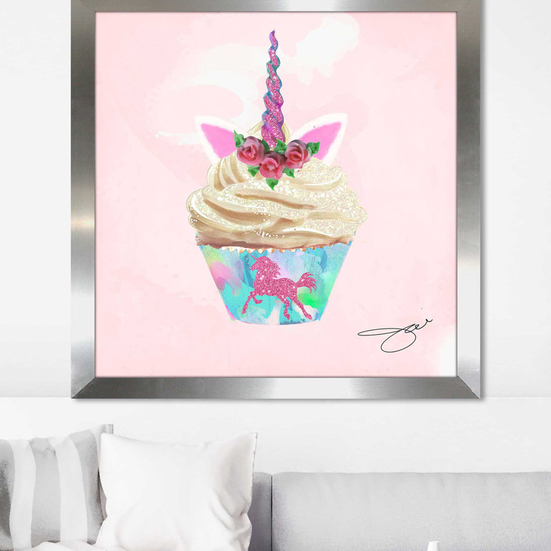 Sweet Unicorn (Square) par By Jodi - impression, Encadrement argenté, H 25,5 po x l 25,5 po x P 1 po