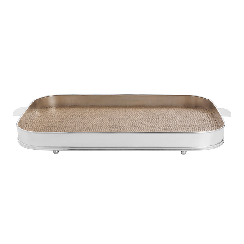 Silver Decorative Tray, 2" H x 23" W x 16" D