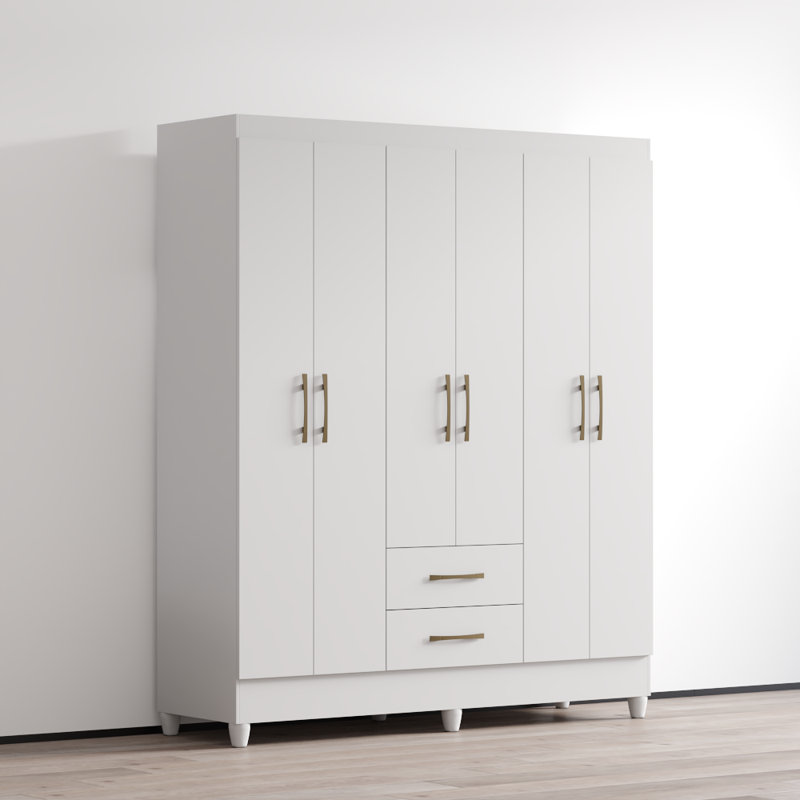 Armoire Panama 60,2 "avec tablettes réglables, tringle, Blanc