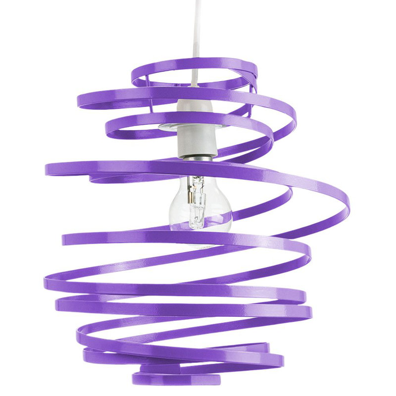 Contemporary Gloss Double Ribbon Spiral Swirl Ceiling Light Pendant, Purple