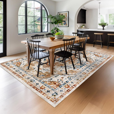Tapis lavable Medallion - jaune / bleu