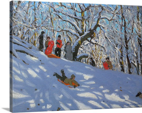 Reproduction d'art sur toile "Nleda" Sledging In Allestree Woods "par Andrew Macara