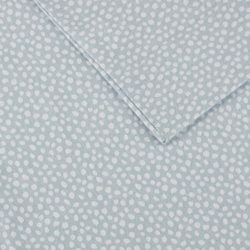 Ensemble de draps 100% coton Cozy, Ensemble de draps pour très grand lit avec 2 taie, Pois, turquoise