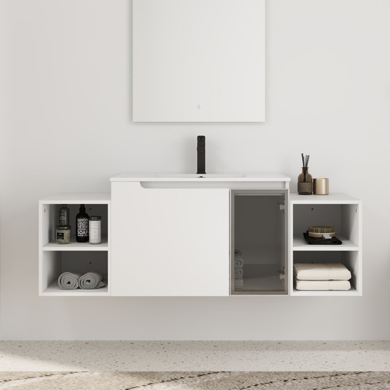 Ensemble de meuble-lavabo simple 54 po avec plateau en céramique Quorin, 54''