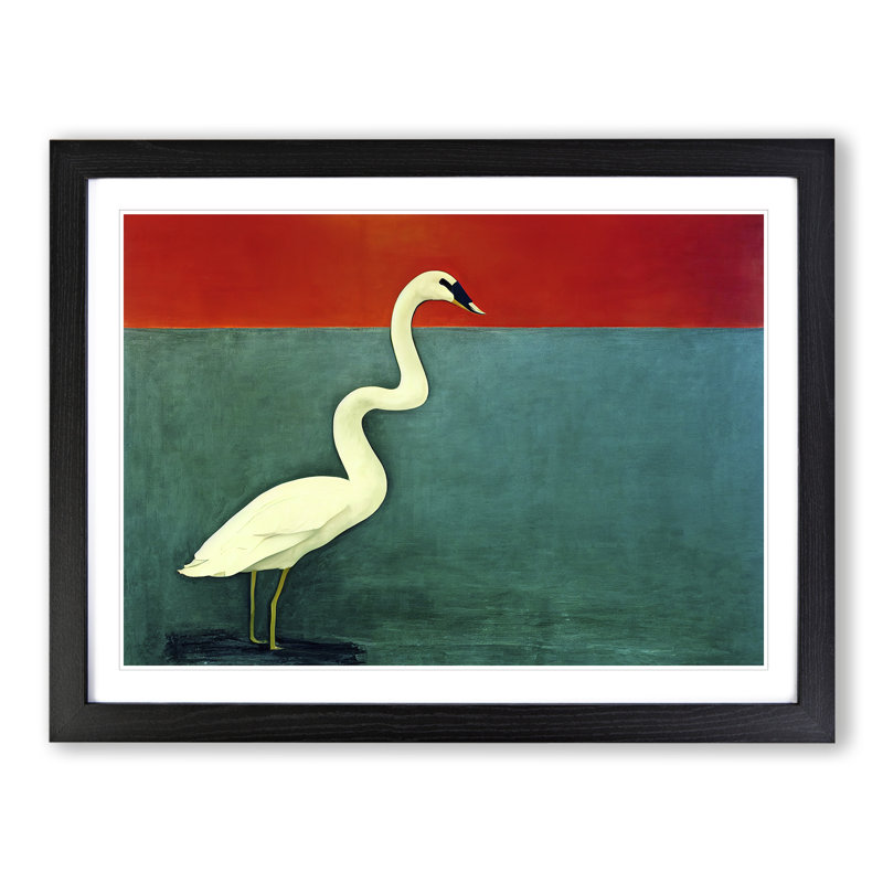 XH1022-6199X Modern Swan Art Abstract 1 Piece Single Picture Frame Wall Art, 46cm H x 64cm W x 2cm D, Black