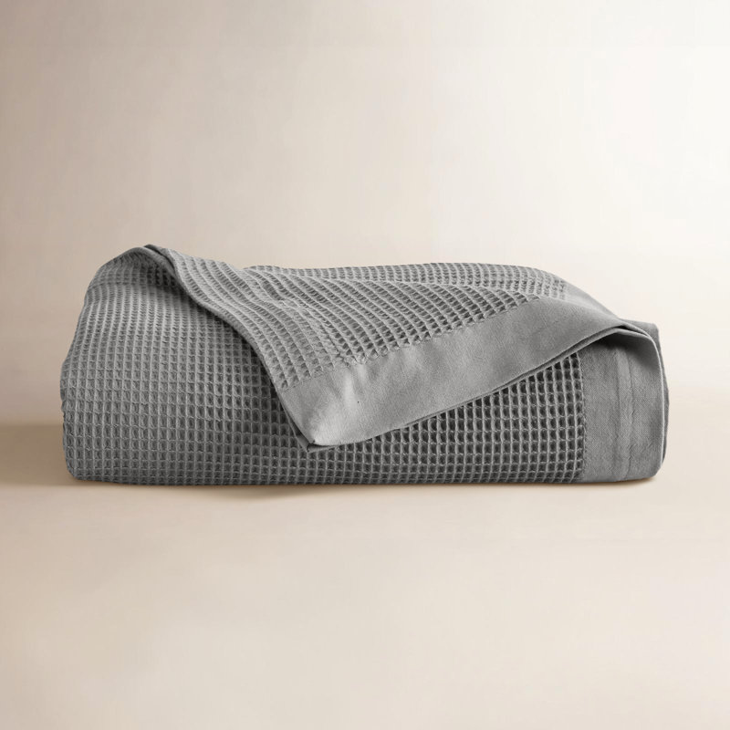 Couverture d'été 100% coton tissé gaufré léger, Simple, Gris clair