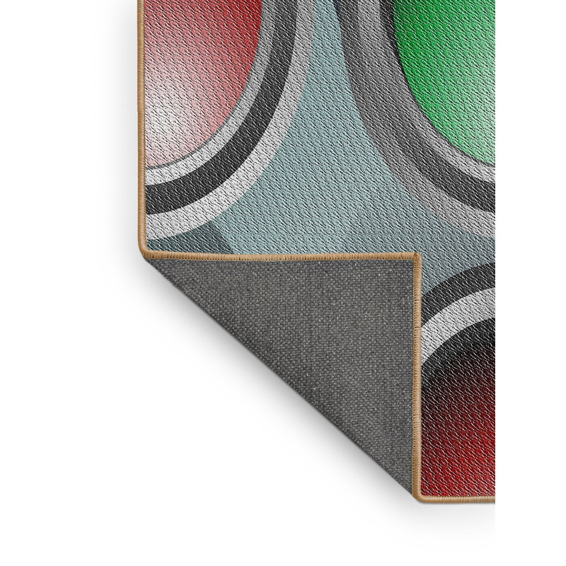 Tapis à motifs vert / gris / rouge, Rectangulaire 2 pi x 3 pi