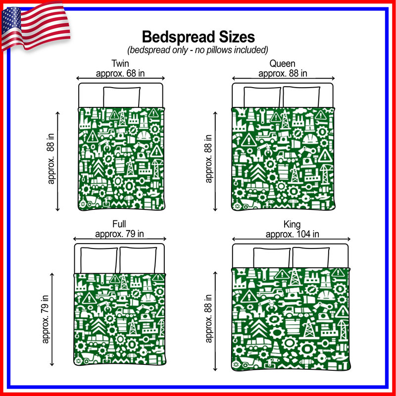 Industrial Tools Pattern Quilted Bedspread All Sizes, Twin