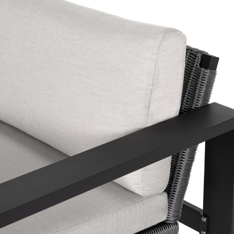 Chaises de patio en aluminium et rotin Caputo avec coussins gris clair