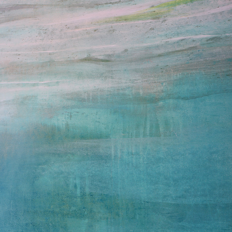 Teal Abstract Print with White Wooden Frame