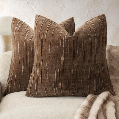 Housses de coussin en chenille texturée. Housses de coussin douces et réversibles double face (lot de 2).