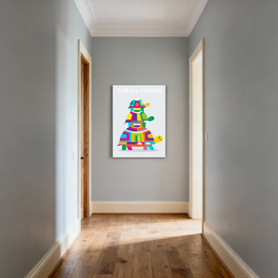 Turtle Tower Colourful Geometric Pattern Canvas Wrapped Wall Art Oil Painting Print Set Of 1